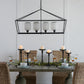 A&B Home Bundle of 4 42" x 24" 4-Light Geometric Shape Black Metal Frame and Opaque Glass Chandelier