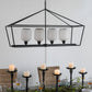 A&B Home Bundle of 4 42" x 24" 4-Light Geometric Shape Black Metal Frame and Opaque Glass Chandelier