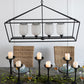 A&B Home Bundle of 4 42" x 24" 4-Light Geometric Shape Black Metal Frame and Opaque Glass Chandelier