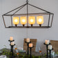 A&B Home Bundle of 4 42" x 24" 4-Light Geometric Shape Black Metal Frame and Opaque Glass Chandelier