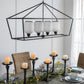 A&B Home Bundle of 4 42" x 24" 4-Light Geometric Shape Black Metal Frame and Opaque Glass Chandelier