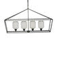 A&B Home Bundle of 4 42" x 24" 4-Light Geometric Shape Black Metal Frame and Opaque Glass Chandelier