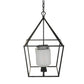A&B Home Bundle of 4 42" x 24" 4-Light Geometric Shape Black Metal Frame and Opaque Glass Chandelier
