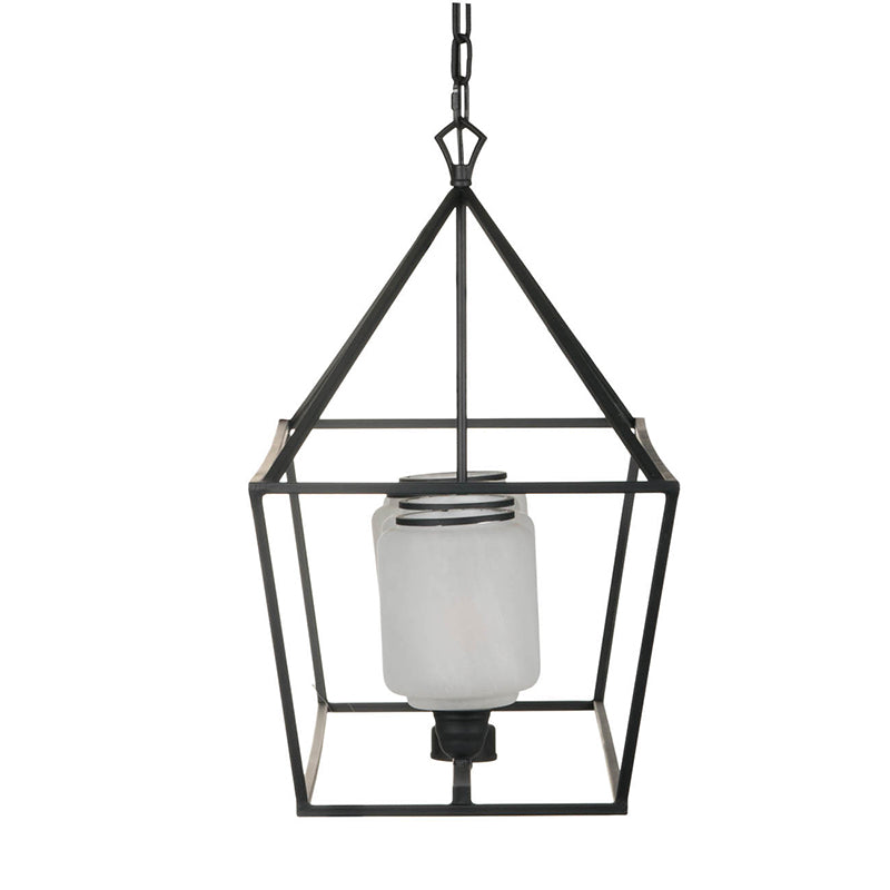 A&B Home Bundle of 4 42" x 24" 4-Light Geometric Shape Black Metal Frame and Opaque Glass Chandelier