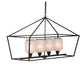 A&B Home Bundle of 4 42" x 24" 4-Light Geometric Shape Black Metal Frame and Opaque Glass Chandelier