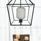 A&B Home Bundle of 4 42" x 24" 4-Light Geometric Shape Black Metal Frame and Opaque Glass Chandelier