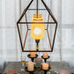 A&B Home Bundle of 4 42" x 24" 4-Light Geometric Shape Black Metal Frame and Opaque Glass Chandelier