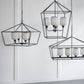 A&B Home Bundle of 4 42" x 24" 4-Light Geometric Shape Black Metal Frame and Opaque Glass Chandelier