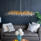A&B Home Bundle of 4 47" x 18" Gold and Clear With Droplet Chandelier