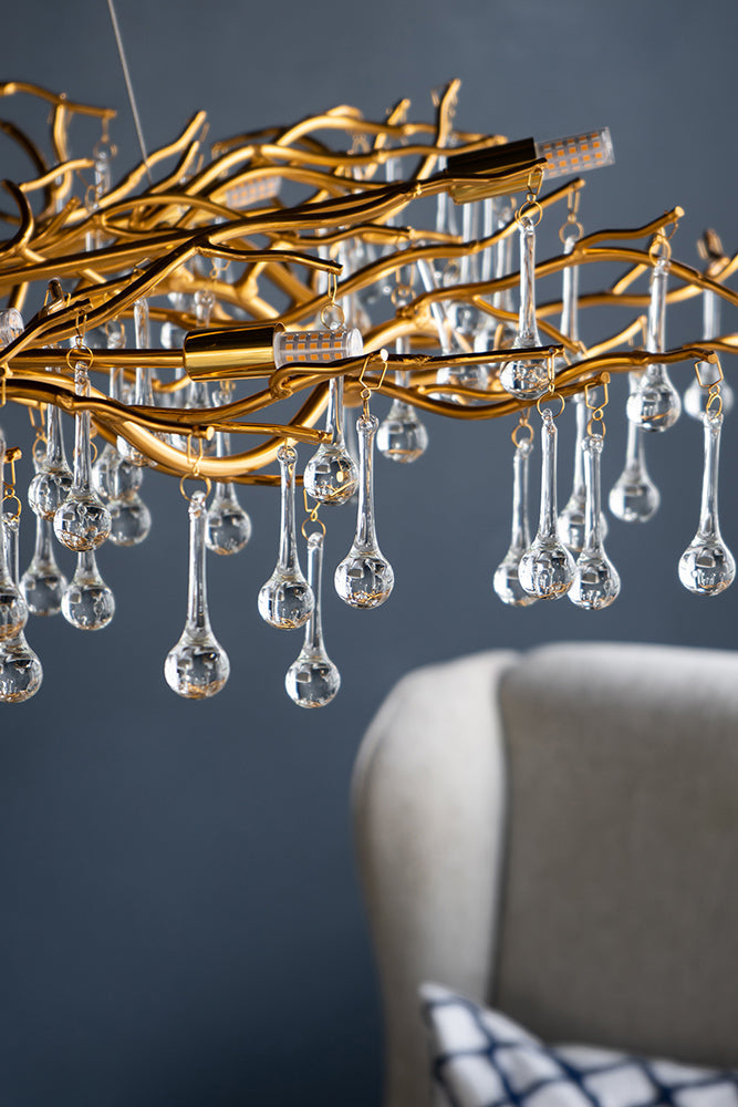 A&B Home Bundle of 4 47" x 18" Gold and Clear With Droplet Chandelier