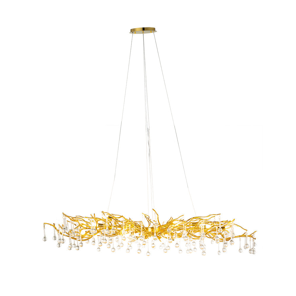 A&B Home Bundle of 4 47" x 18" Gold and Clear With Droplet Chandelier