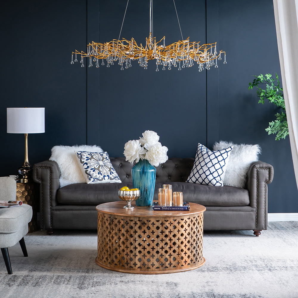 A&B Home Bundle of 4 47" x 18" Gold and Clear With Droplet Chandelier
