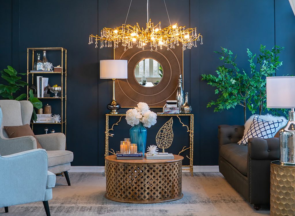 A&B Home Bundle of 4 47" x 18" Gold and Clear With Droplet Chandelier