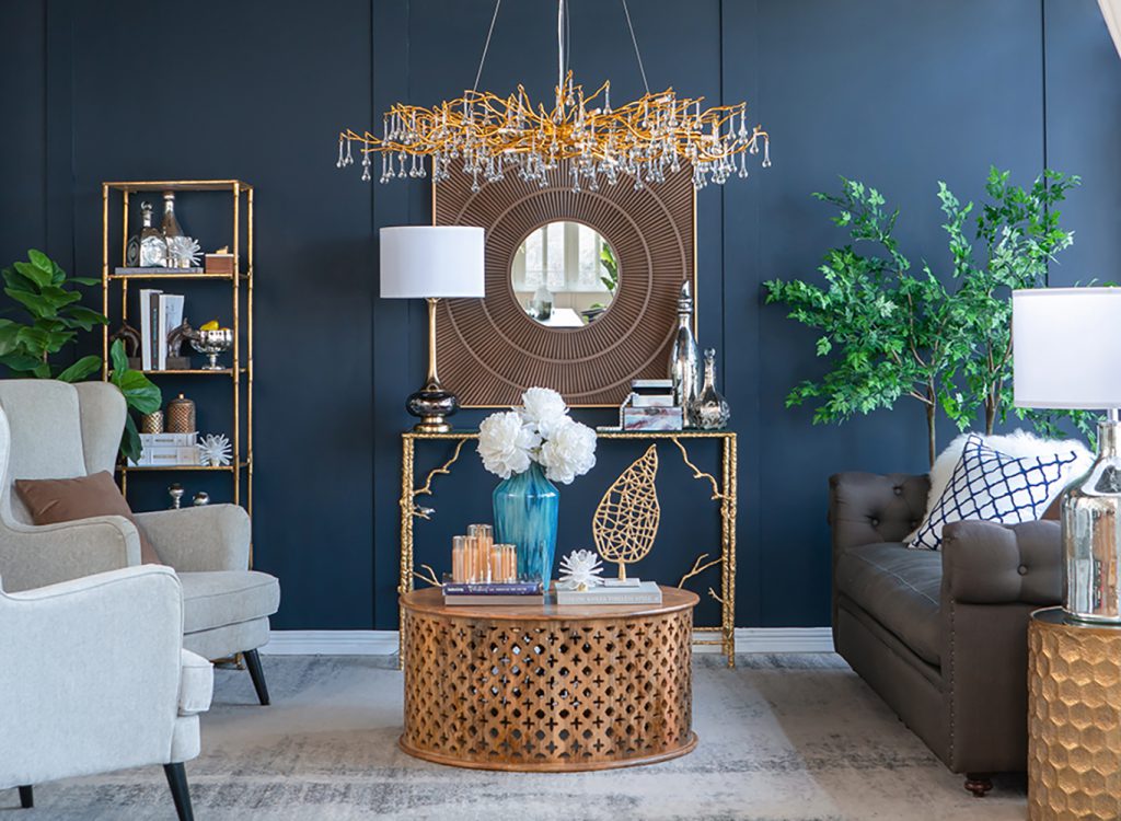 A&B Home Bundle of 4 47" x 18" Gold and Clear With Droplet Chandelier