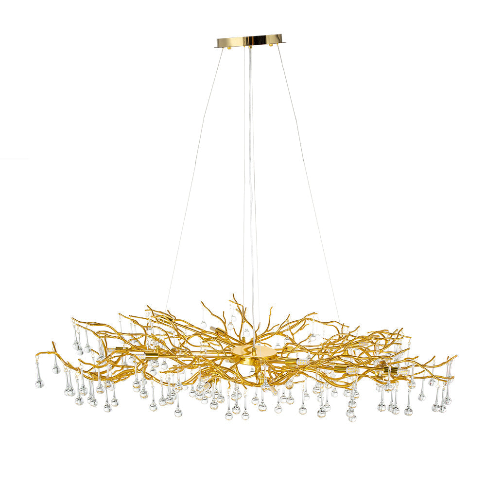 A&B Home Bundle of 4 47" x 18" Gold and Clear With Droplet Chandelier