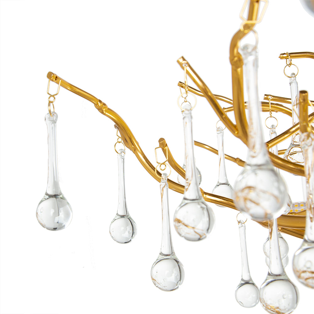 A&B Home Bundle of 4 47" x 18" Gold and Clear With Droplet Chandelier
