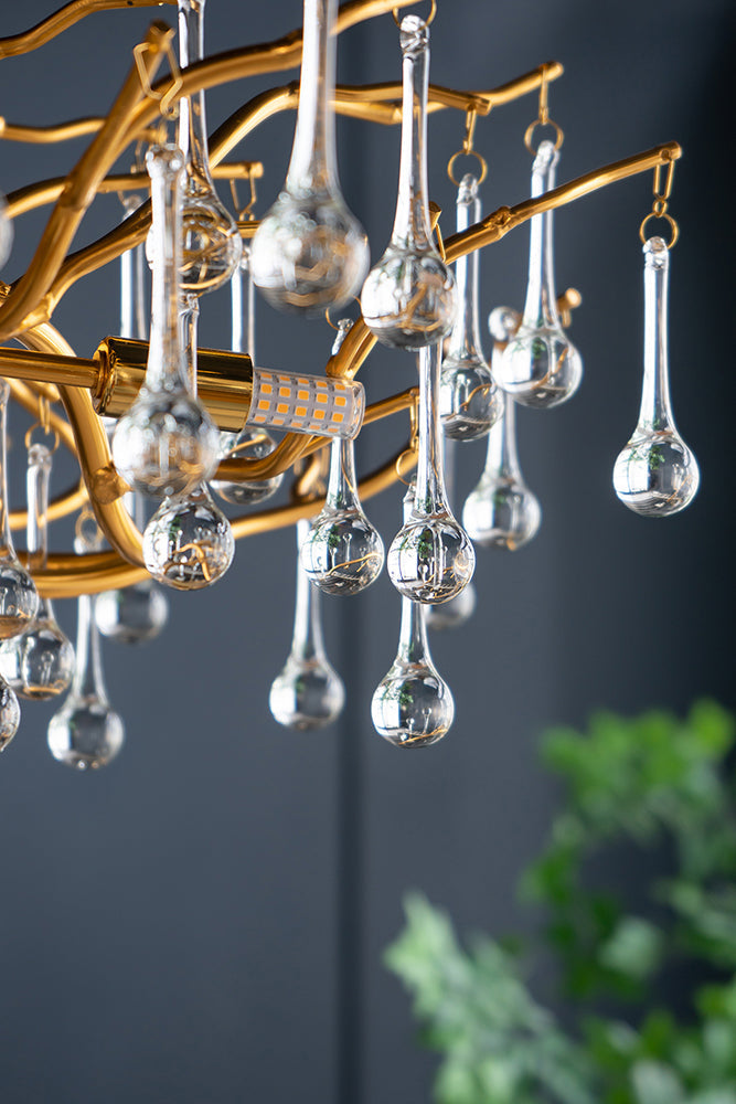 A&B Home Bundle of 4 47" x 18" Gold and Clear With Droplet Chandelier