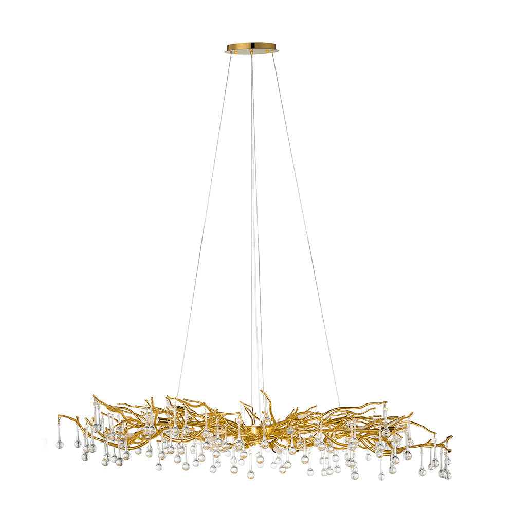 A&B Home Bundle of 4 47" x 18" Gold and Clear With Droplet Chandelier