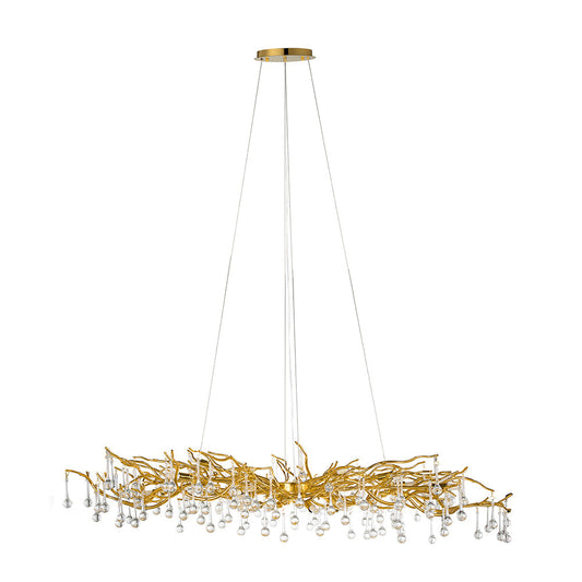 A&B Home Bundle of 4 47" x 18" Gold and Clear With Droplet Chandelier