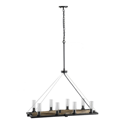 A&B Home Bundle of 4 Gian 36" x 22" 8-Light Rectangular Chandelier With Black Metal Frame