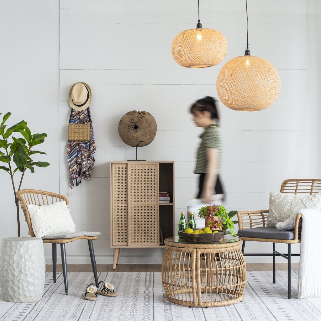 A&B Home Bundle of 40 18" x 9" 1-Light Round Woven Bamboo Chandelier