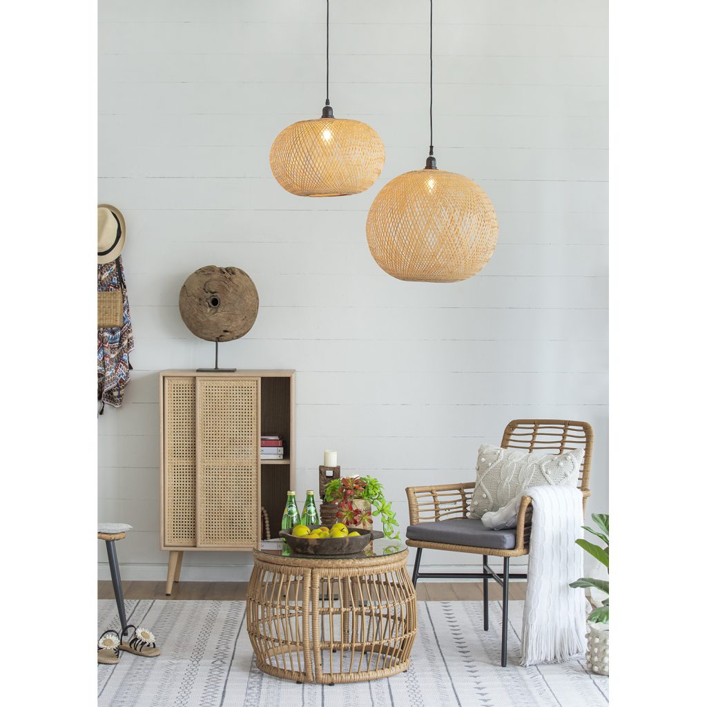 A&B Home Bundle of 40 18" x 9" 1-Light Round Woven Bamboo Chandelier