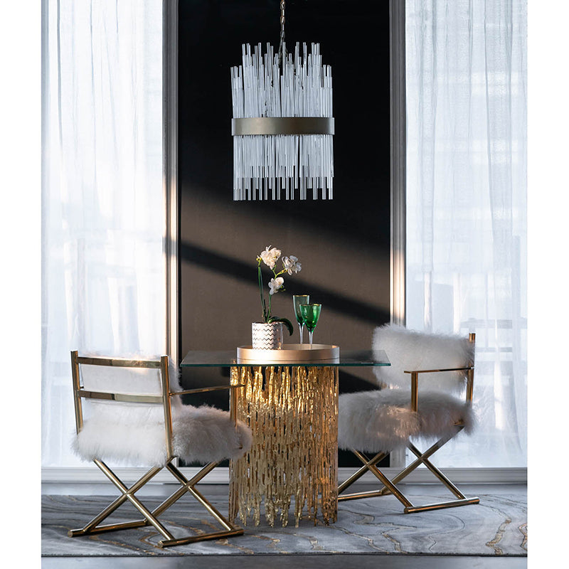 A&B Home Bundle of 5 18" x 28" Gold Iron and Glass Chandelier
