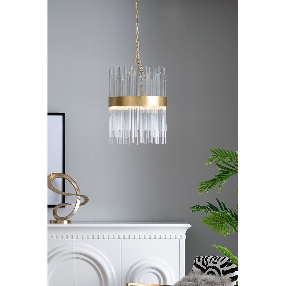 A&B Home Bundle of 5 18" x 28" Gold Iron and Glass Chandelier