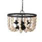 A&B Home Bundle of 5 19" x 14" 4-Light White Beaded Chandelier With Black Metal Frame