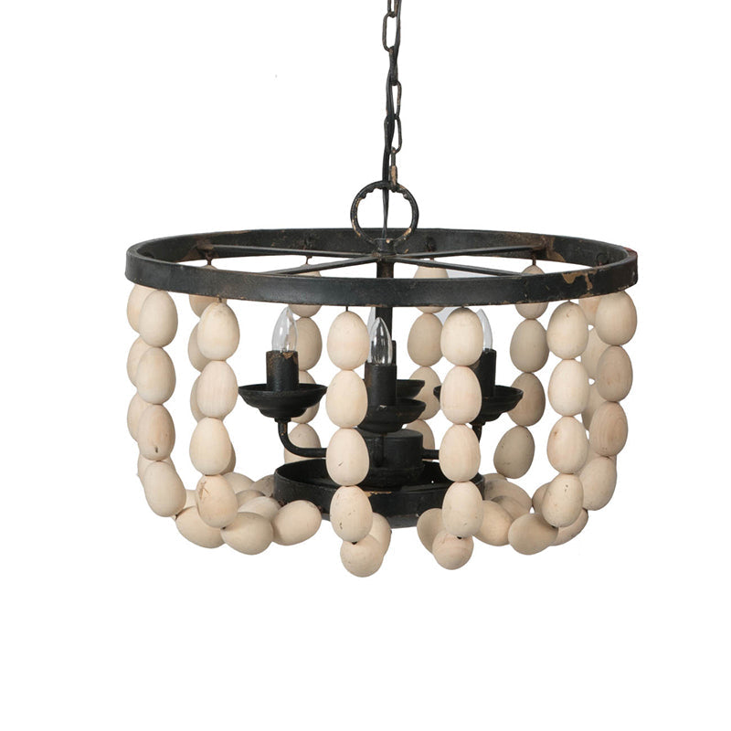 A&B Home Bundle of 5 19" x 14" 4-Light White Beaded Chandelier With Black Metal Frame