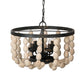 A&B Home Bundle of 5 19" x 14" 4-Light White Beaded Chandelier With Black Metal Frame