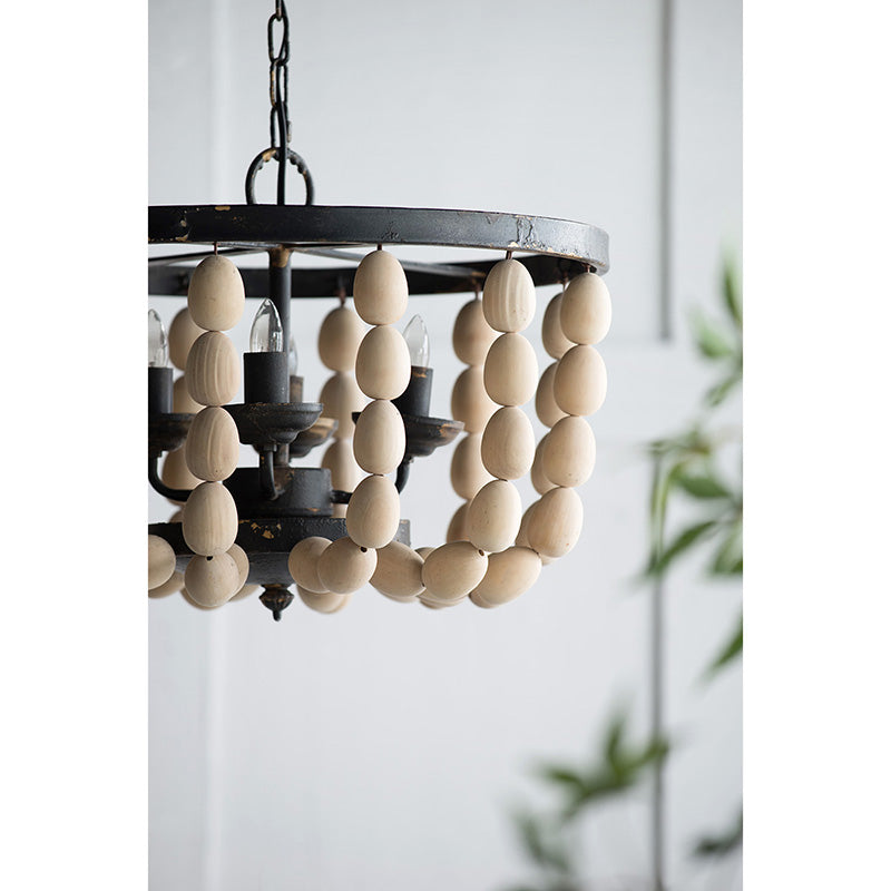 A&B Home Bundle of 5 19" x 14" 4-Light White Beaded Chandelier With Black Metal Frame
