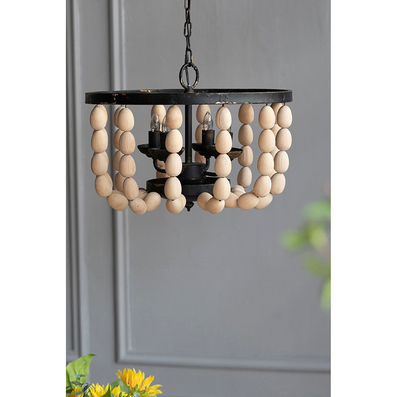 A&B Home Bundle of 5 19" x 14" 4-Light White Beaded Chandelier With Black Metal Frame