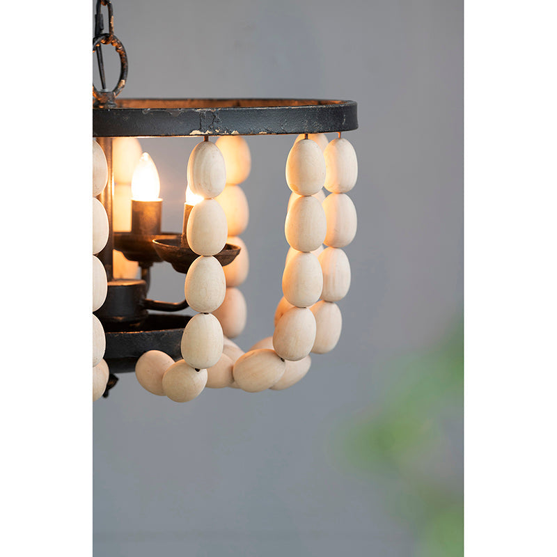 A&B Home Bundle of 5 19" x 14" 4-Light White Beaded Chandelier With Black Metal Frame