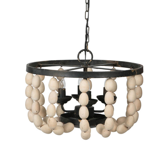A&B Home Bundle of 5 19" x 14" 4-Light White Beaded Chandelier With Black Metal Frame