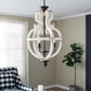 A&B Home Bundle of 5 20" x 35" 4-Light Distressed White Wooden Chandelier With Intricate Curves Design