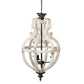 A&B Home Bundle of 5 20" x 35" 4-Light Distressed White Wooden Chandelier With Intricate Curves Design
