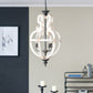 A&B Home Bundle of 5 20" x 35" 4-Light Distressed White Wooden Chandelier With Intricate Curves Design