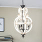 A&B Home Bundle of 5 20" x 35" 4-Light Distressed White Wooden Chandelier With Intricate Curves Design