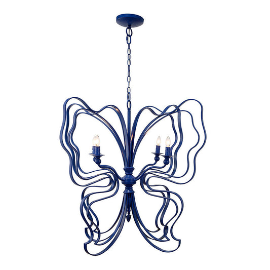 A&B Home Bundle of 5 31" x 29" 4-Light Butterfly-Shaped Blue Metal Chandelier