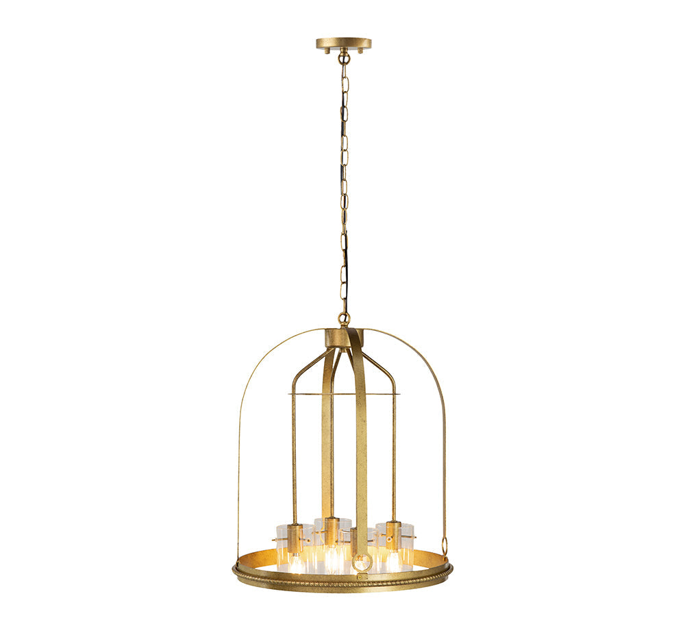 A&B Home Bundle of 5 Florence 18" x 24" 4-Light Gold Frame Chandelier With Glass Shade