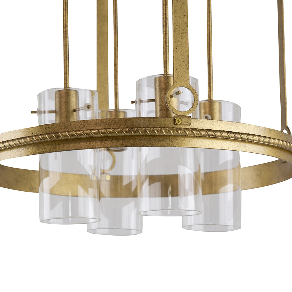 A&B Home Bundle of 5 Florence 18" x 24" 4-Light Gold Frame Chandelier With Glass Shade