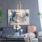 A&B Home Bundle of 5 Florence 18" x 24" 4-Light Gold Frame Chandelier With Glass Shade
