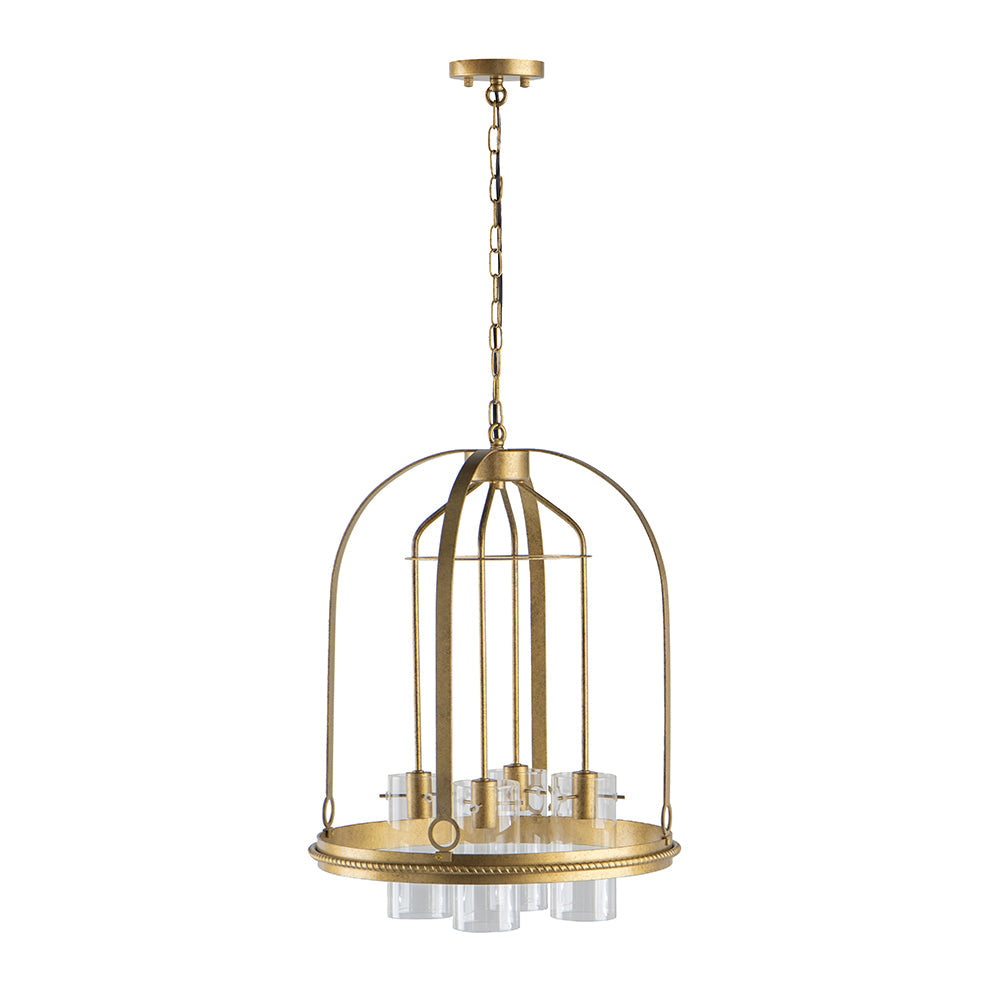 A&B Home Bundle of 5 Florence 18" x 24" 4-Light Gold Frame Chandelier With Glass Shade
