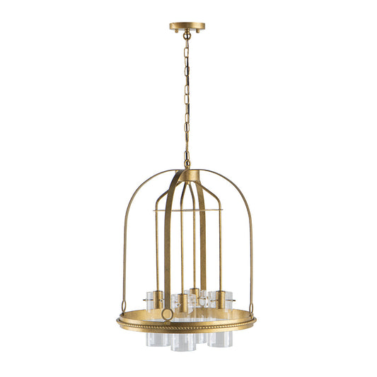 A&B Home Bundle of 5 Florence 18" x 24" 4-Light Gold Frame Chandelier With Glass Shade