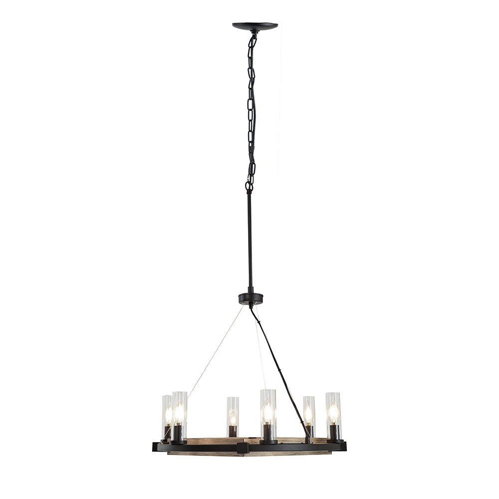 A&B Home Bundle of 5 Gian 23" x 21" 6-Light Round Chandelier With Black Metal Frame