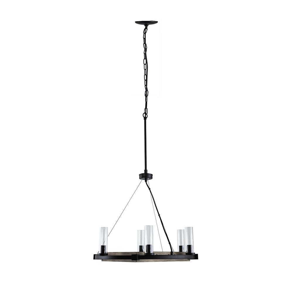 A&B Home Bundle of 5 Gian 23" x 21" 6-Light Round Chandelier With Black Metal Frame