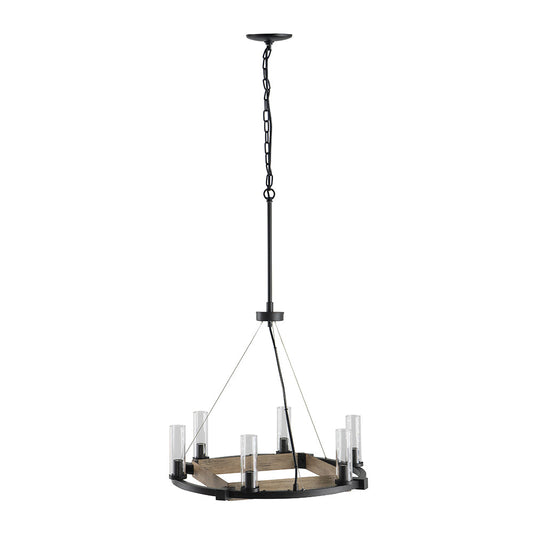 A&B Home Bundle of 5 Gian 23" x 21" 6-Light Round Chandelier With Black Metal Frame