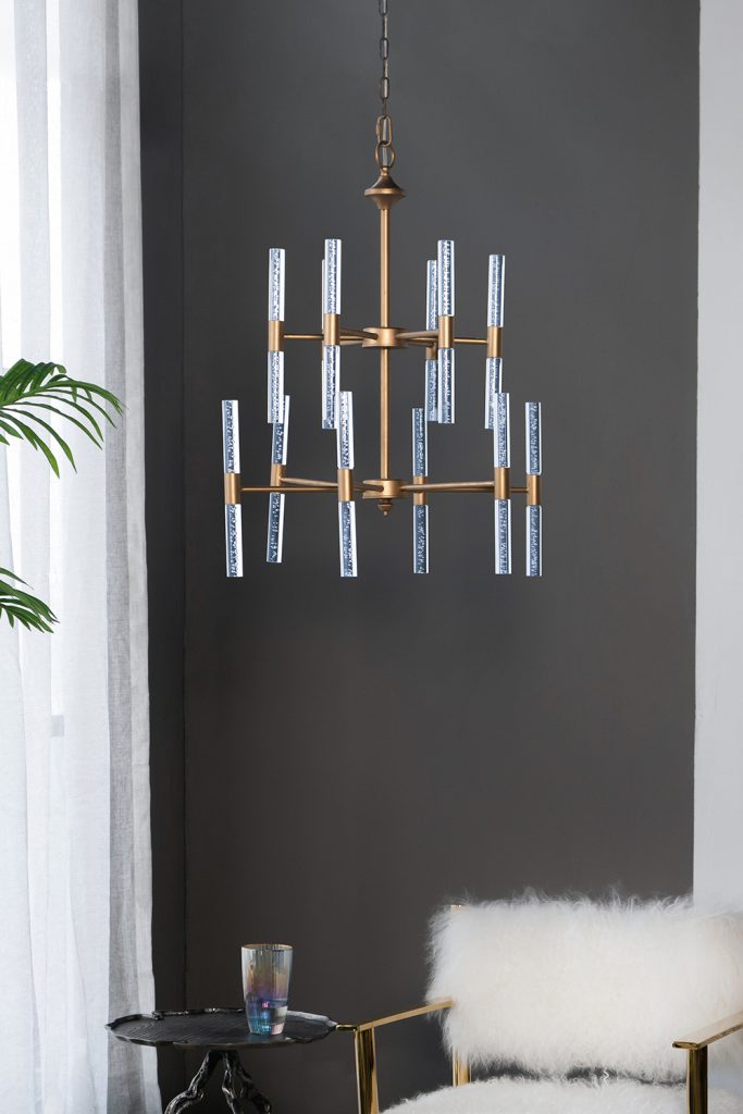 A&B Home Bundle of 5 Idony 21" x 28" Gold and Clear Chandelier