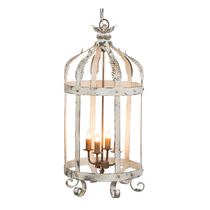 A&B Home Bundle of 5 Imre 18" x 35" 4-Light Weathered White Metal Birdcage Frame Chandelier